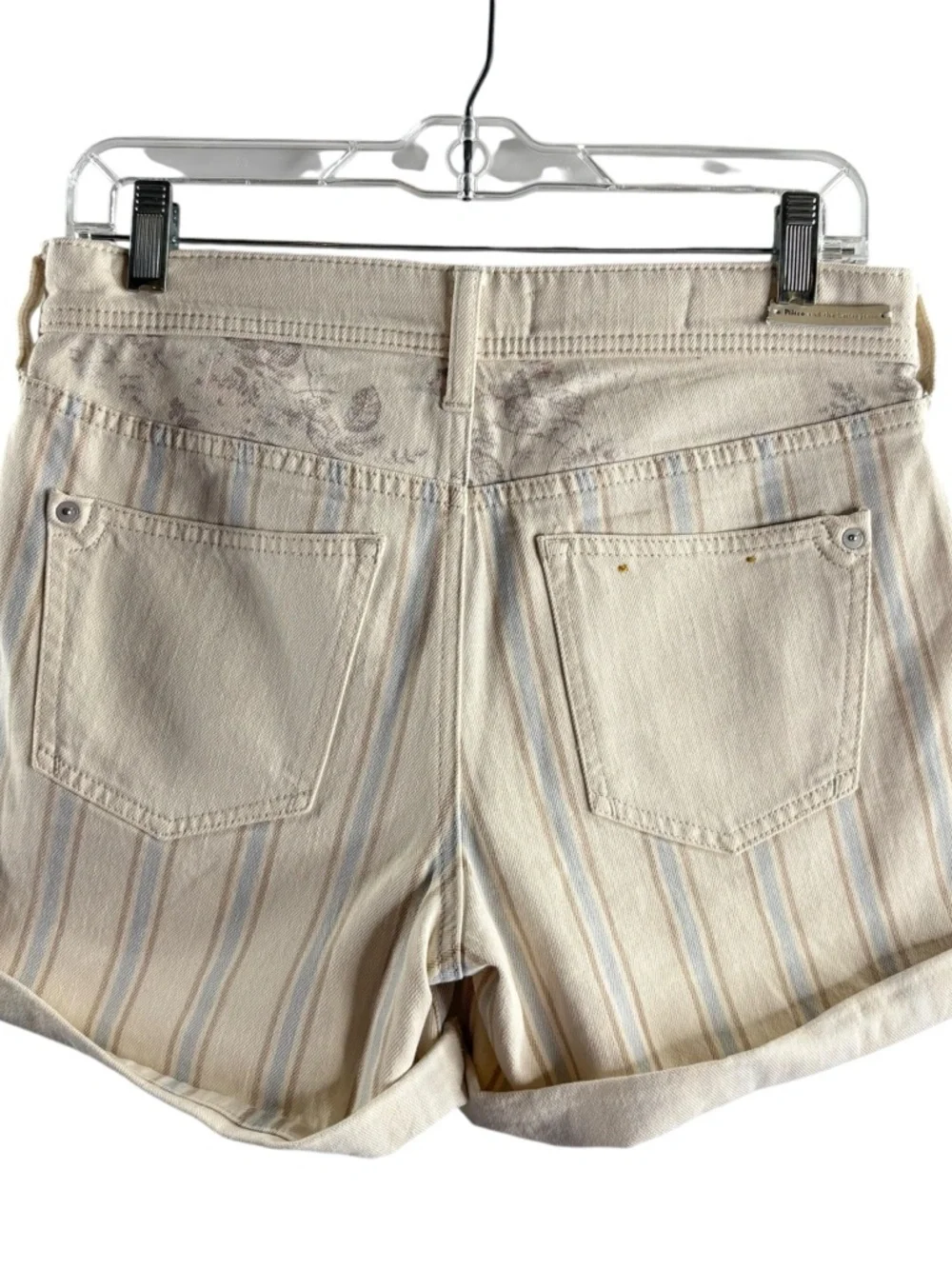Anthropologie Pilcro Striped Slim Boyfriend Jean Shorts - Cream & Light Blue $68 - Picture 3 of 3